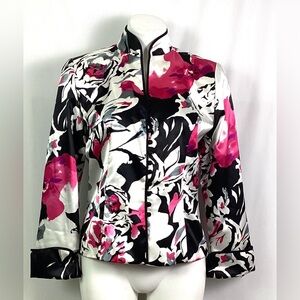 J S collection-abstract floral satin jacket – size 8